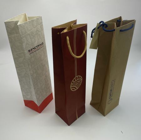 Изработване на хартиени торби с памучни дръжки за бутилки